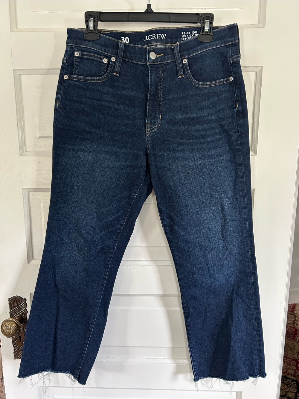 J. Crew Women’s Dark Blue Kick Out Cropped High Waist Ankle Jeans. Size 30